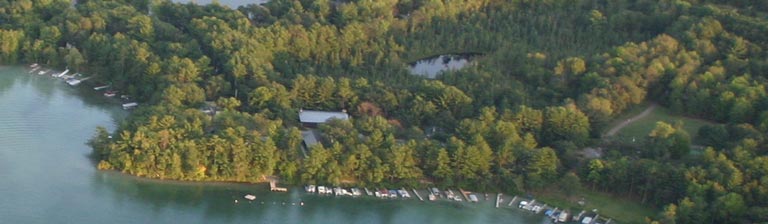 Aerial view of Camp Cleghorn on Columbia Lake