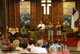 A summer Sunday service at Camp Cleghorn